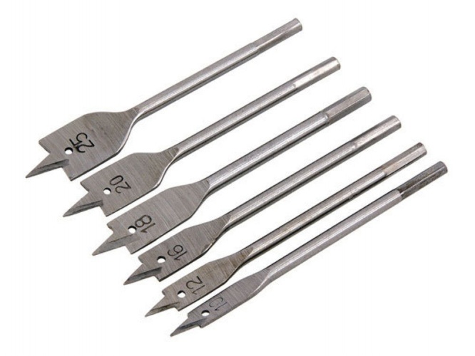 6pc Flat Wood Metric Drill Bit Set Sizes 10, 12, 16, 18, 20 & 25mm