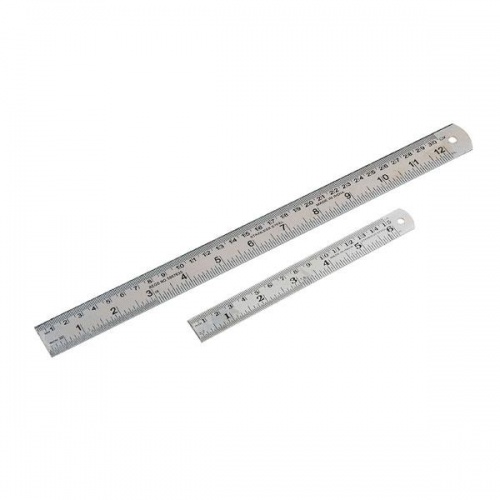 2pc Steel Rule Set Engineer Ruler Dual Markings 6'' 12''