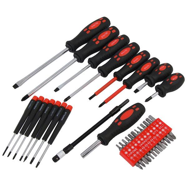 42pc Mixed Screwdrivers Inc Precision & Bit Set & Driver Handle In Case