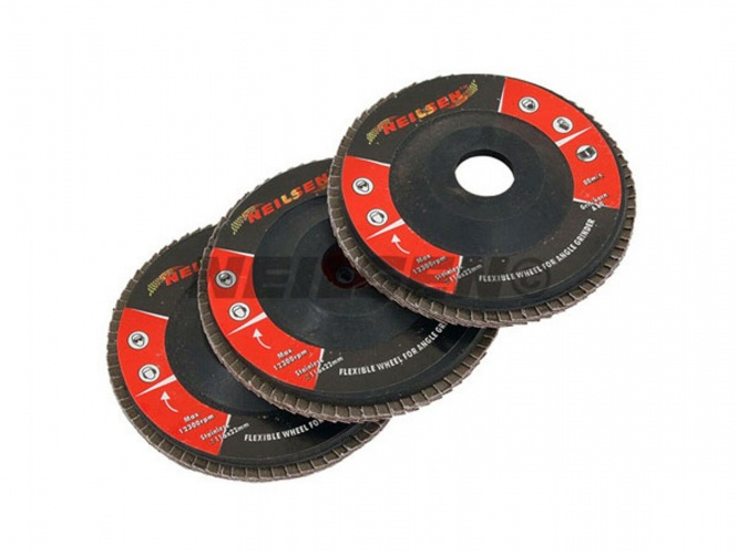 4.5''/115mm 60Grit Flap Disc 3pc Set Aluminium Oxide For Metal, Wood, Plastic