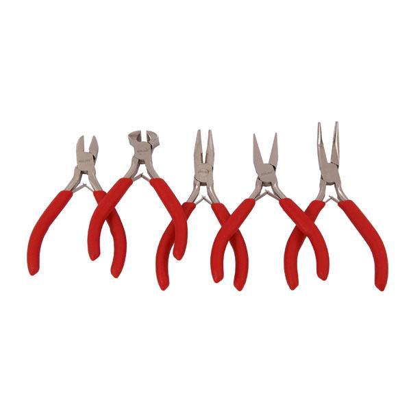 5pc Mini Craft Pliers Set Side Snips, End Cutters, Bent, Long & Flat Nose