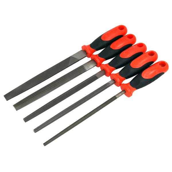 5 Piece 8 '' 200 Mm Steel File Set - Square Flat Round Triangular Half Round