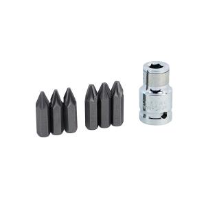 7pc Power Bit Set - Pozi - 1/2'' Drive Adaptor - Chrome Vanadium Screwdriver Bit