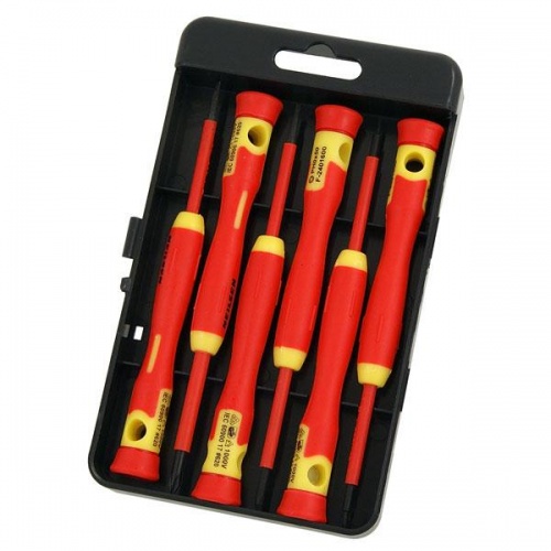 6pc Vde Precision Flat & Pozi Screwdrivers 1000v Easy Spin Handles Electricians