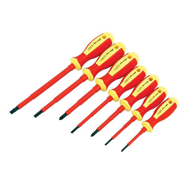 Vde Screwdriver Set 7pc Insulated Flat Pozi Drive Tested To 1000 Volt