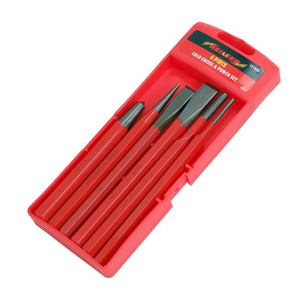 6pcs Punch And Chisel Set In Plastic Holder