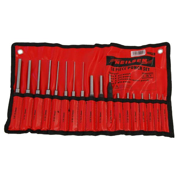 Pin Punch Set 18pc (Parallel-in Pouch) With Auto Centre Punch