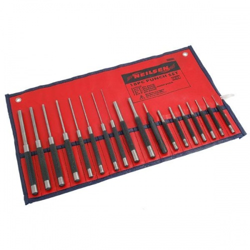 Pin Punch Set 18pc (Parallel-in Pouch) With Auto Centre Punch