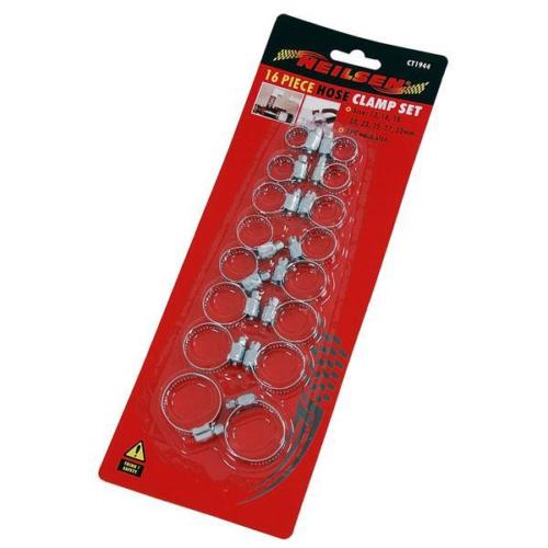 16pc Auto Hose Pipe Rings / Clamps Tap Plumbing Jubilee Clips 13 To 32mm