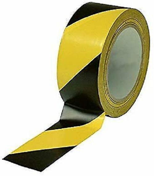 Hazard Warning Tape Roll Self-adhesive Warehouse Marking Barrier Safety Danger