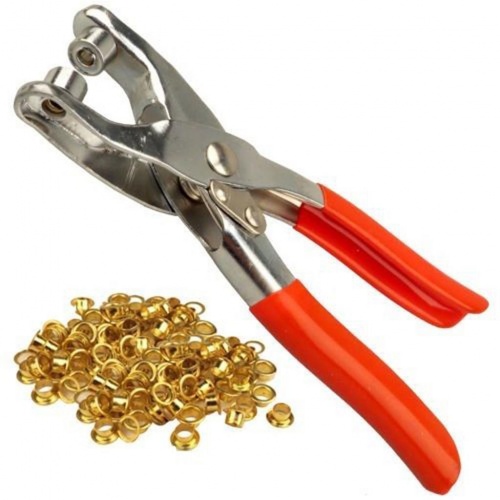 140mm Eyelet Pliers 100x Brass Eyelets (4mm Hole 7mm Outer Diameter)