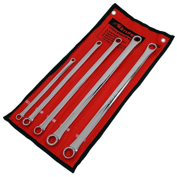 5 Piece Extra Long Flat Ring Spanner Long Reach Spanners Wrench 8mm To 19mm