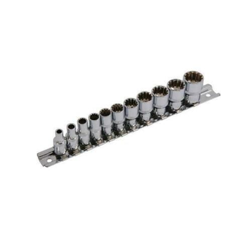 11pc 1/4'' Drive Multi-fit Socket Set - Metric Imperial Star Torx On Rail