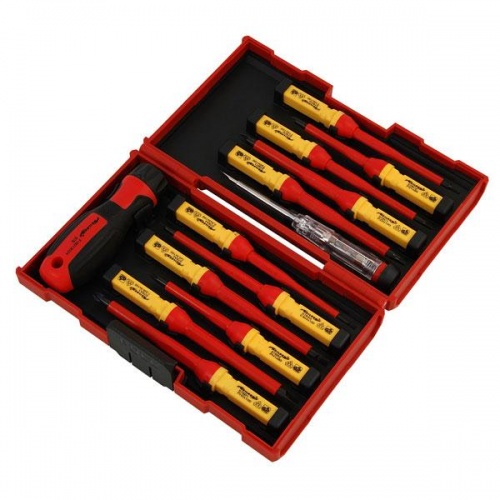 Insulated Electricians Screwdriver Set VDE Interchangeable Robust Case Security