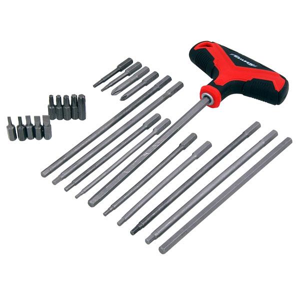 25PC T-Handle Screwdriver Set Interchangeable Heads Flat Philips Hex Star