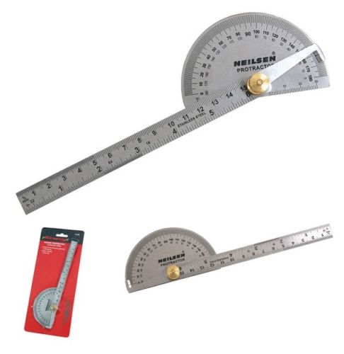 0-180 Degree Protractor Arm Stainless Steel 6'' 15cm Ruler Angle Finder Gauge