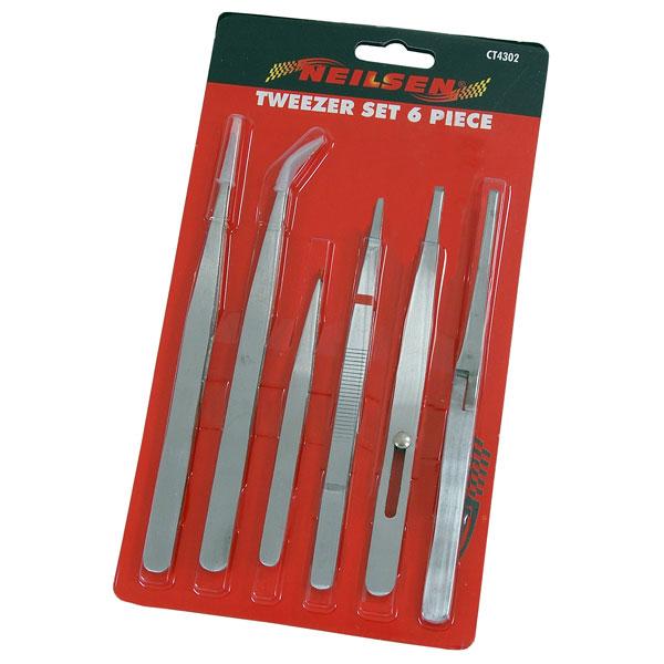 6pc Tweezers Stainless Steel Hobby Craft Tool Watch Jewelry Model Making