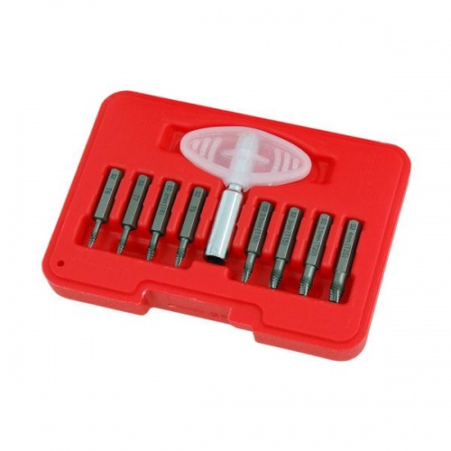 9PC Star Plus Screw Extractor Set, Removing Stripped Hex Star Torx Heads