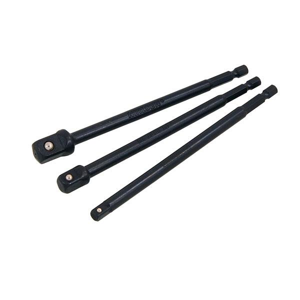 3PC 150mm 1/4'' Hex Socket Extension Impact Adaptor Set, 1/4'', 3/8'' & 1/2'' drive