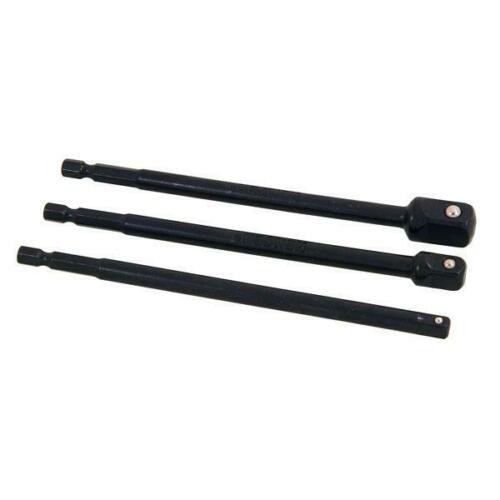 3PC 150mm 1/4'' Hex Socket Extension Impact Adaptor Set, 1/4'', 3/8'' & 1/2'' drive