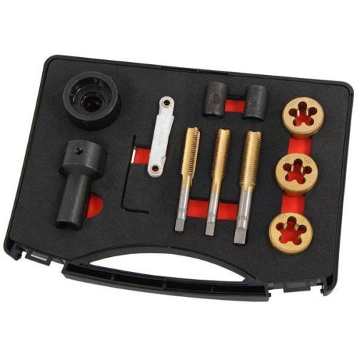 12pcs Tap & Die Set For Wheel Studs & Nuts Rethreads Cleans Restore Re-cuts