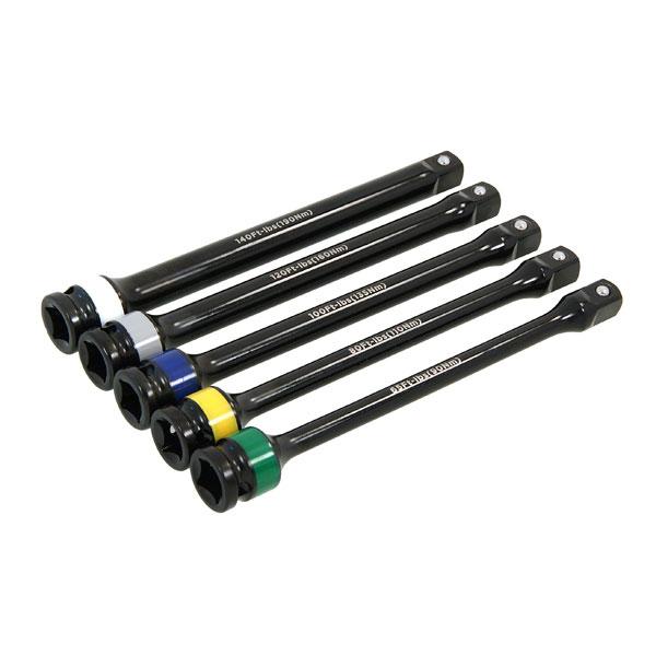 1/2'' Inch Drive 8 Inch Long Color-Coded Torque Limiting Socket Extension Bar set