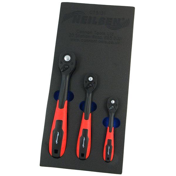 Pro Quick release 1/4'', 3/8'', 1/2'' Drive Ratchet Set