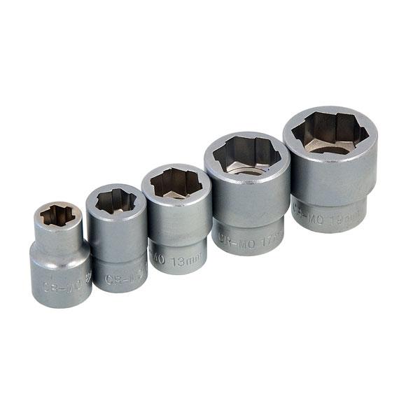 5pc Metric 3/8'' Drive Bolt Extractor Twist Socket Set Stud Nut 8 10 13 17 19mm