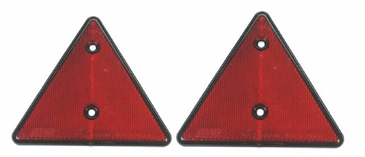 2x Triangle Red Reflectors Screw Fit Rear Pair for Trailers Caravans Gatepost