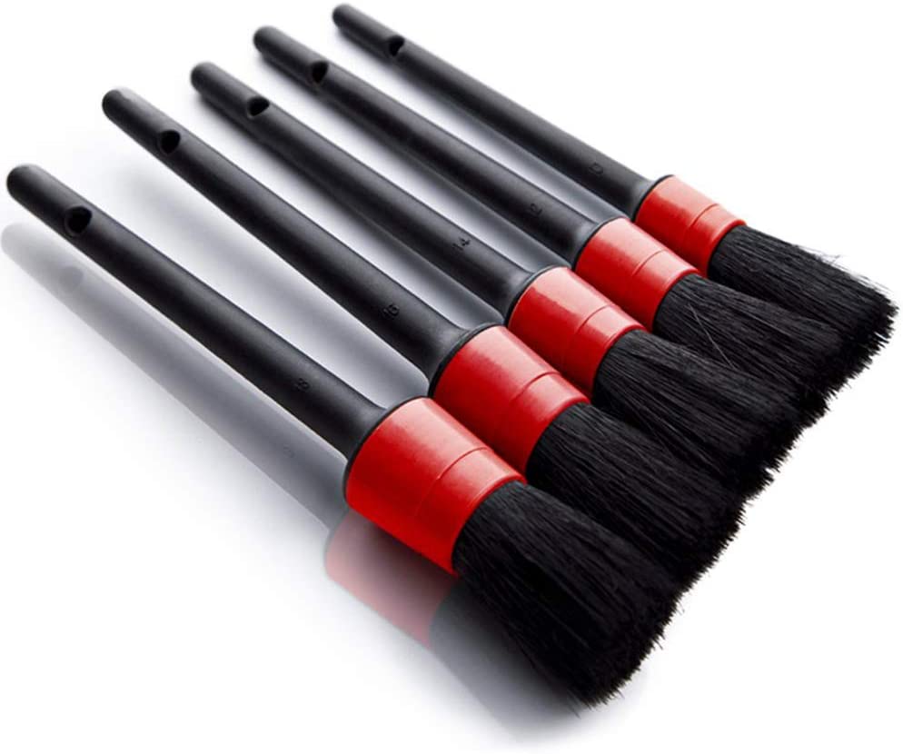 5Pcs Car Detailing Brush Set Detail For Cleaning Wheels Engine Emblems Air Vents