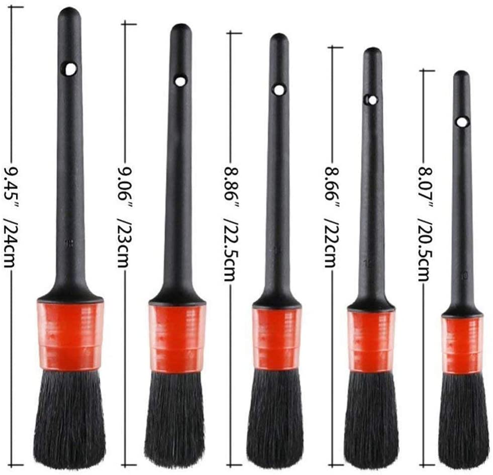 5Pcs Car Detailing Brush Set Detail For Cleaning Wheels Engine Emblems Air Vents