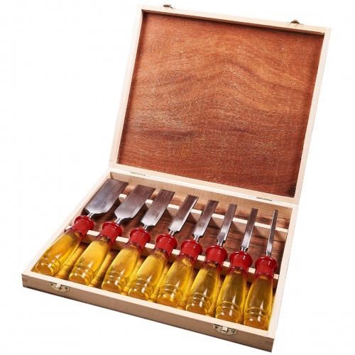 8 pc Chisel Set Wood Carving Work Tools Chisels Carpenter In Wooden Box