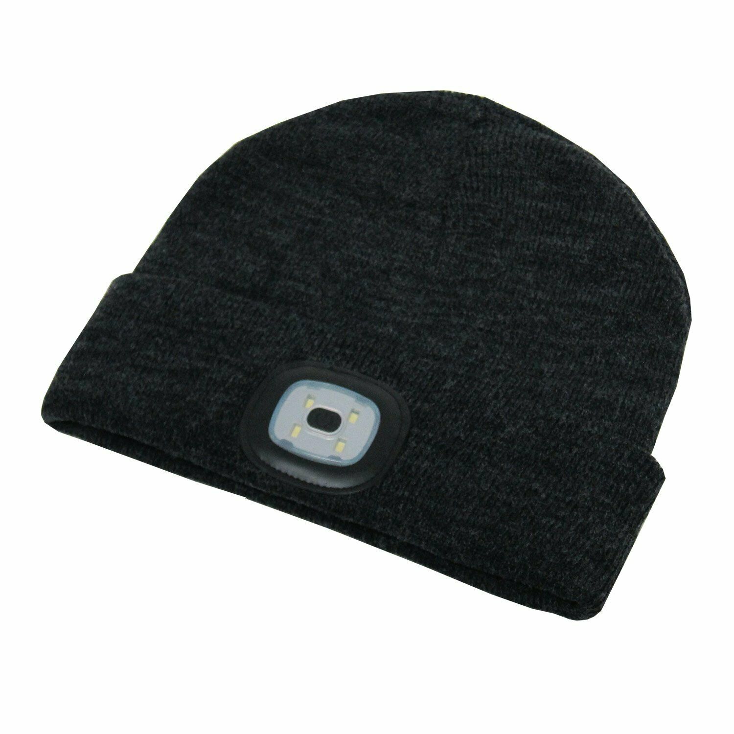 Beanie Hat Built-in LED Headlight Head Light 3 Mode - USB RECHARGEABLE Black