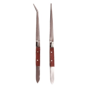 Stainless Steel Wooden Handle Tweezer Set (2-Piece)