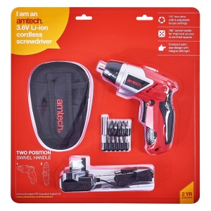 Amtech V6500 3.6V Cordless Screwdriver set with Lithium-ion Battery